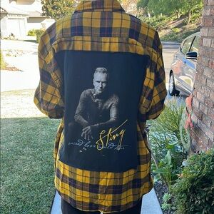 Sting Upcycled Flannel Shirt Handmade Unisex Size XXL 2XL